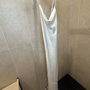 Show me your mumu White Satin Slip Dress with Cowl Neck